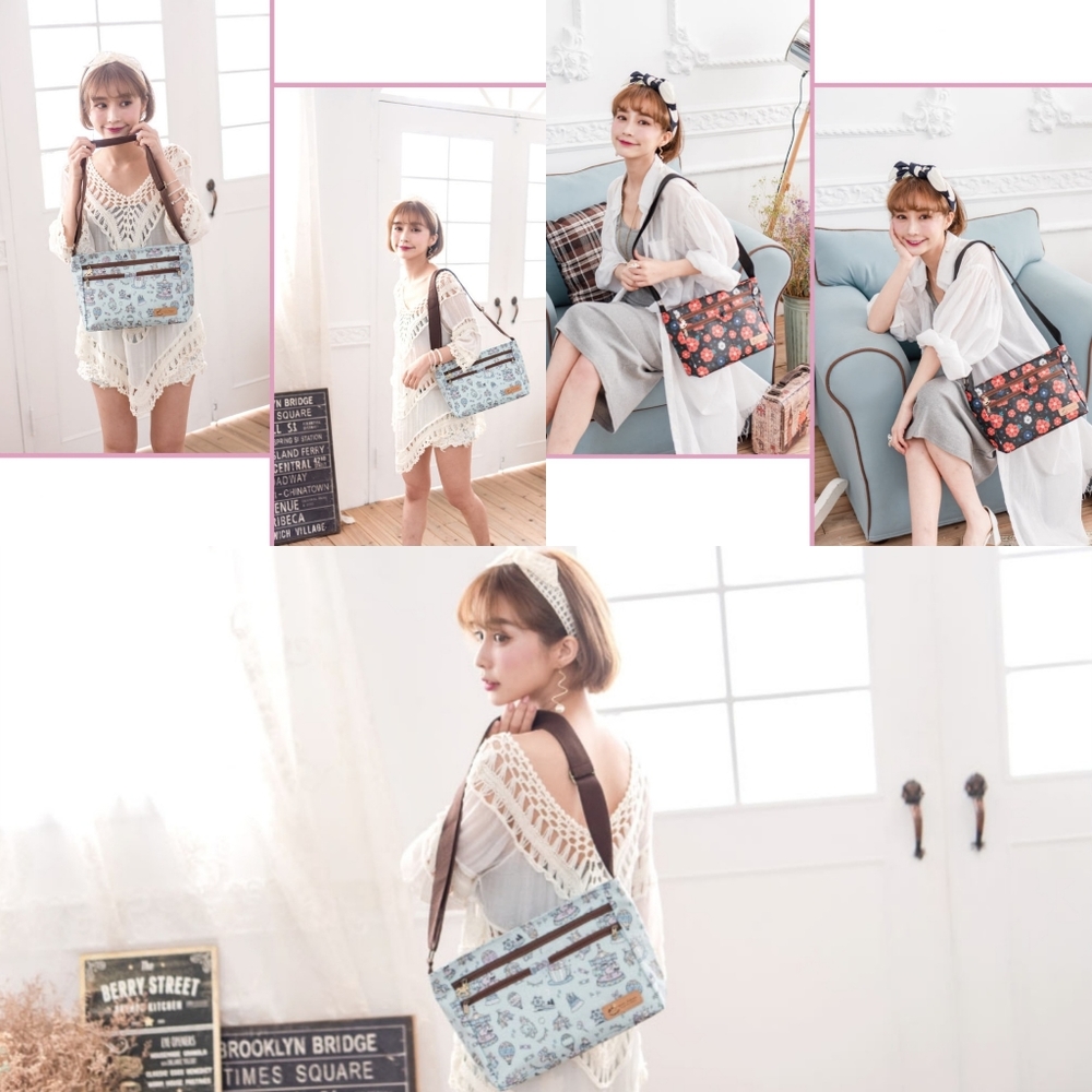 Waterproof Plaid Five Zipper Crossbody Shoulder Purse - Picture 3 of 8